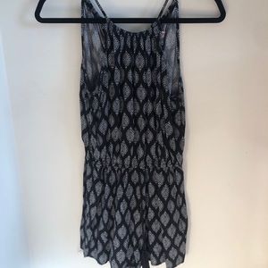 Boho black and white halter romper